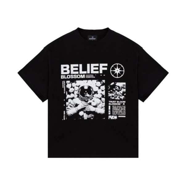 "BELIEF BLOSSOM" Boxy T-shirt | Black - Hình ảnh 2