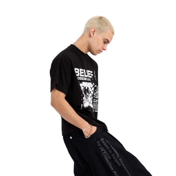 "BELIEF BLOSSOM" Boxy T-shirt | Black - Hình ảnh 8