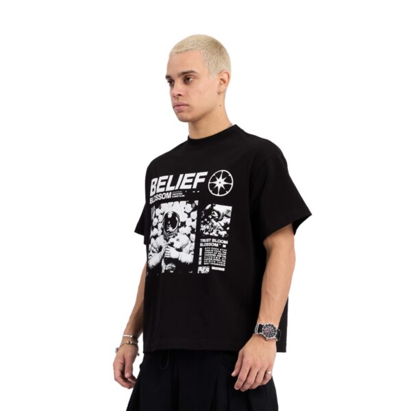 "BELIEF BLOSSOM" Boxy T-shirt | Black - Hình ảnh 5
